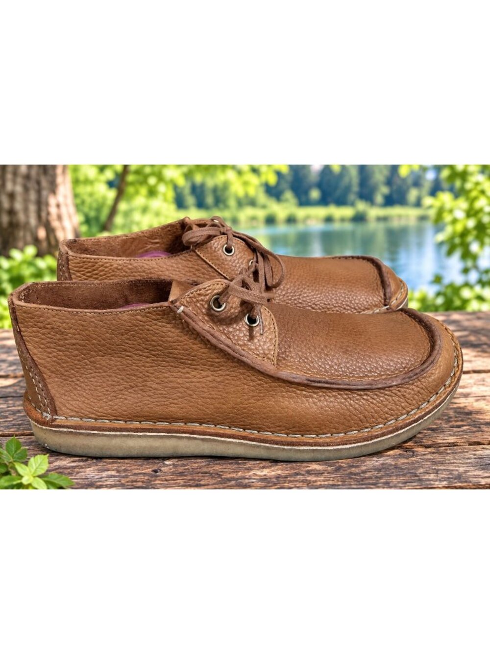 Clarks Originals Tan Pebbled Leather Seam Trek Rambler Crepe Sole Shoes Men's 11